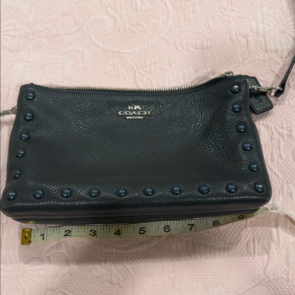 Coach Black Leather Studded Wristlet